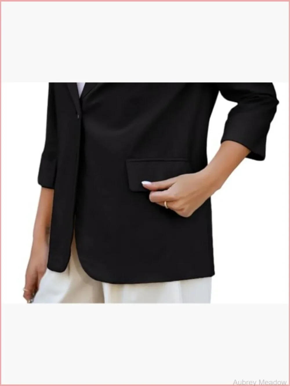 Lightweight Linen Blazer 3/4 Sleeve Notch Lapel One Button Suit Coat